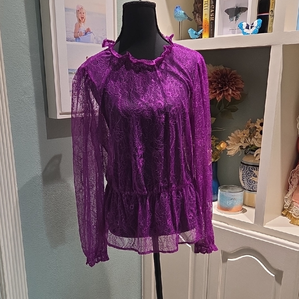 Banana Republic Vibrant Purple Lace Blouse